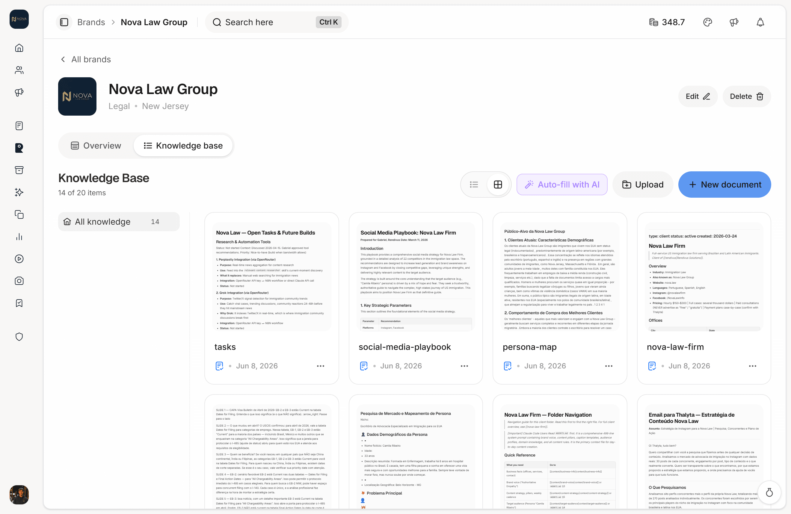 Raddivus Business Context knowledge base storing a business profile
