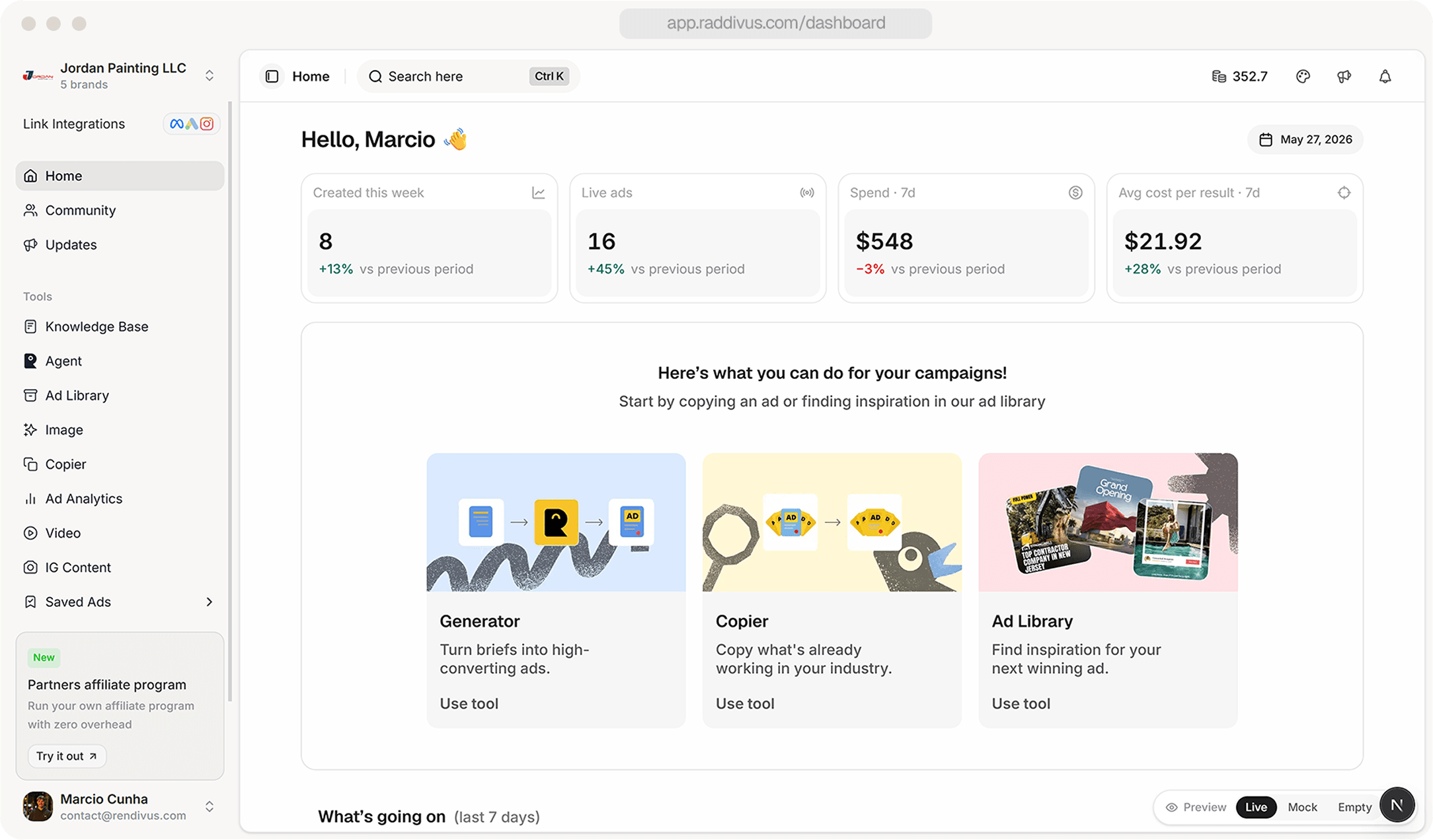 Raddivus dashboard preview